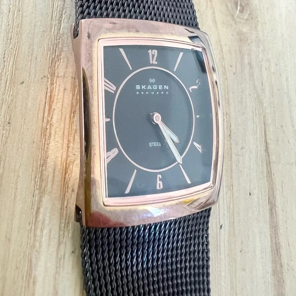 Skagen Denmark ladies metallic brown dress watch NEW BATTERY